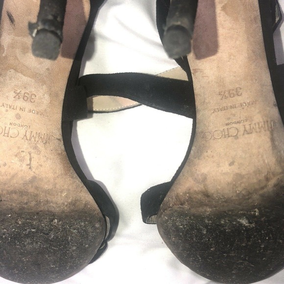 Jimmy Choo Lottie Black Heels Open Toe Size 39.5 - Picture 9 of 10